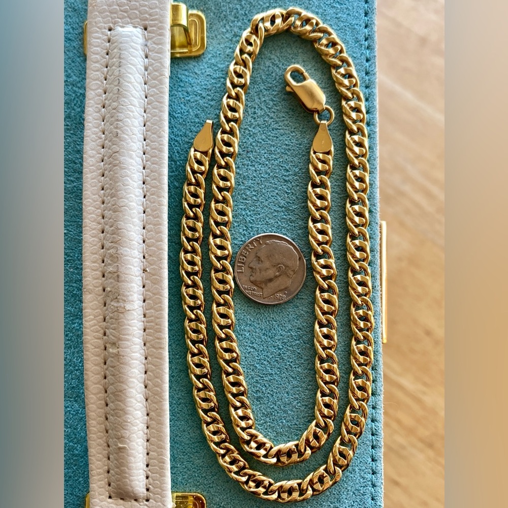 Chunky 18K Italian Gold Double Curb Chain - Picture 6 of 7